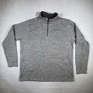 Eddie Bauer Mens XL Gray Marled Fleece 1/4 Zip Pullover Sweater